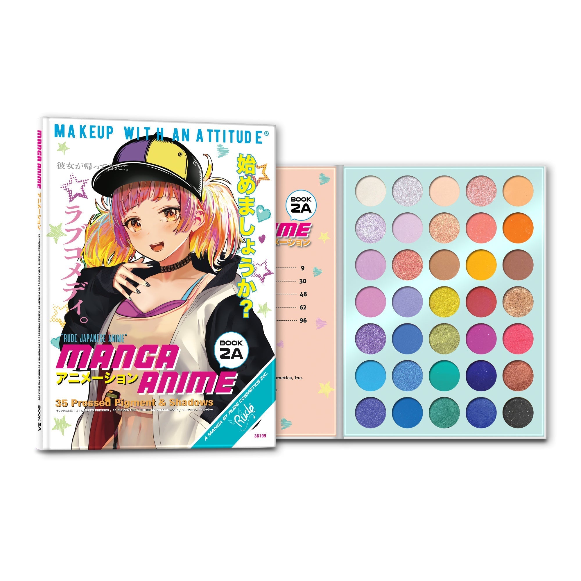 Manga Anime 35 Pressed Pigment &amp; Shadows Book 2A Eye Shadow by Rude Cosmetics | Fleurcouture