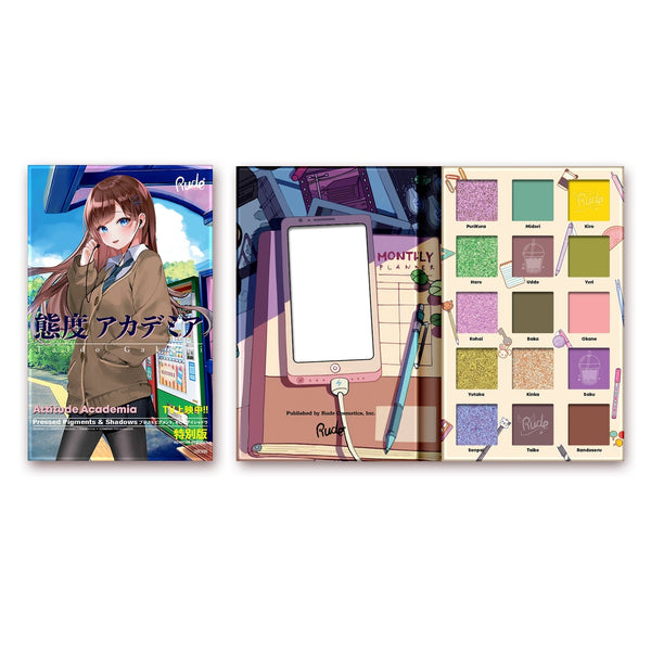 Manga Collection Pressed Pigments & Shadows Palette - Attitude Academia Eye Shadow by Rude Cosmetics | Fleurcouture