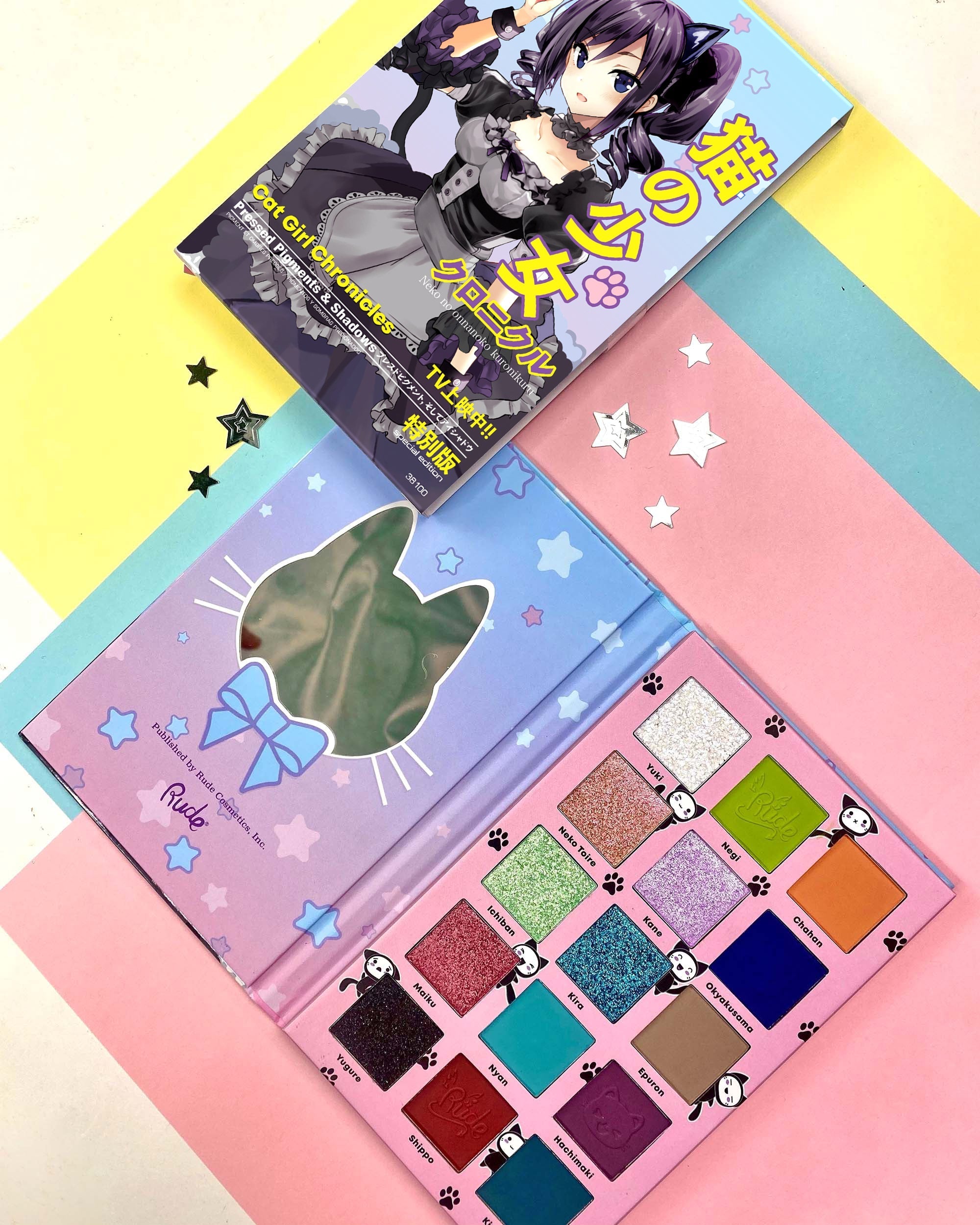 Manga Collection Pressed Pigments &amp; Shadows Palette - Cat Girl Chronicles Eye Shadow by Rude Cosmetics | Fleurcouture