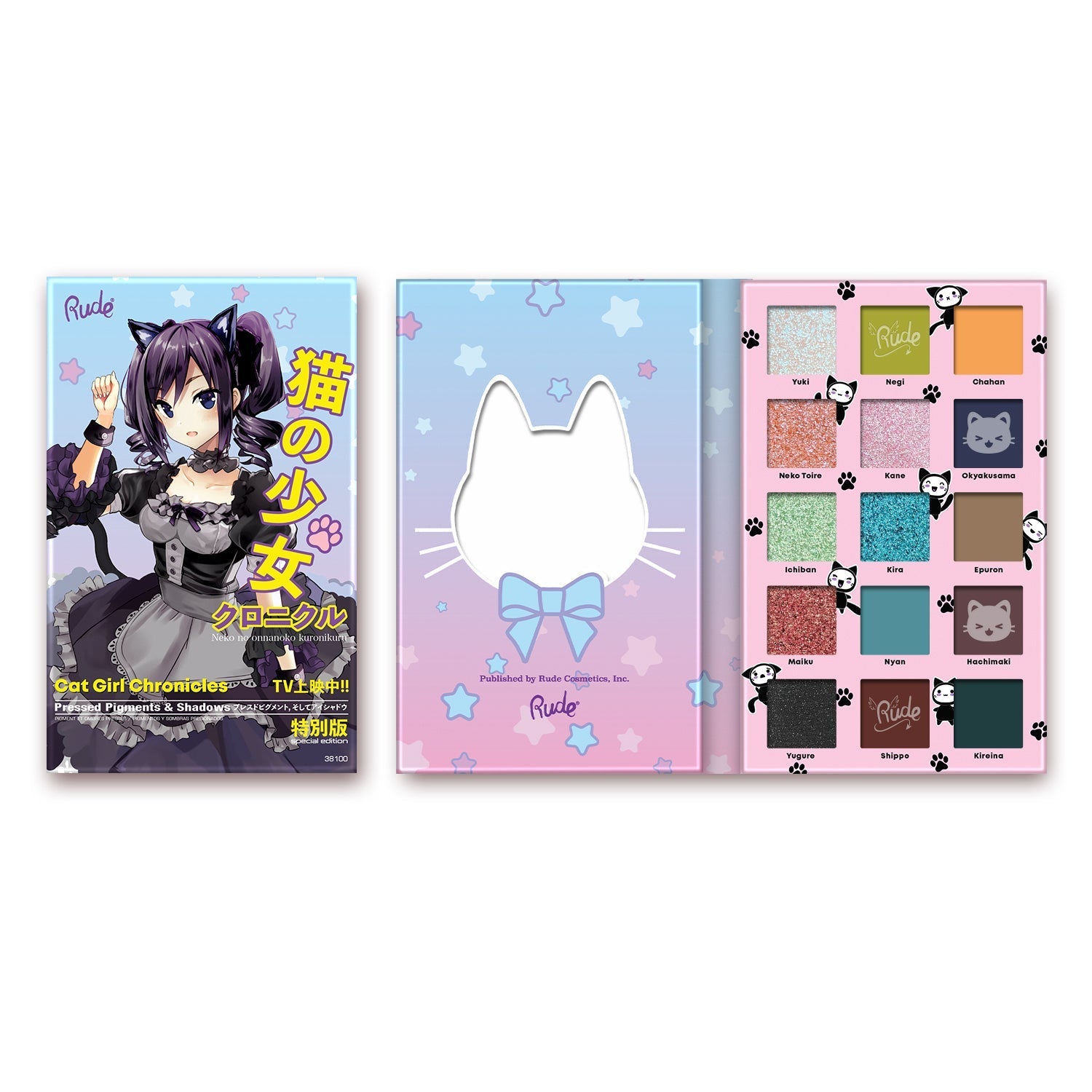 Manga Collection Pressed Pigments &amp; Shadows Palette - Cat Girl Chronicles Eye Shadow by Rude Cosmetics | Fleurcouture