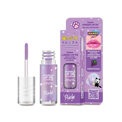 Manga Collection Sparkle Lip Oil Grape Lip Balms &amp; Treatments by Rude Cosmetics | Fleurcouture