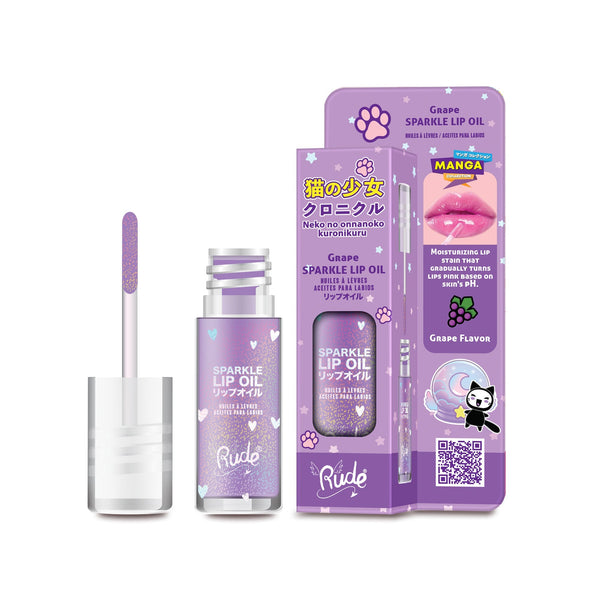 Manga Collection Sparkle Lip Oil Grape Lip Balms & Treatments by Rude Cosmetics | Fleurcouture