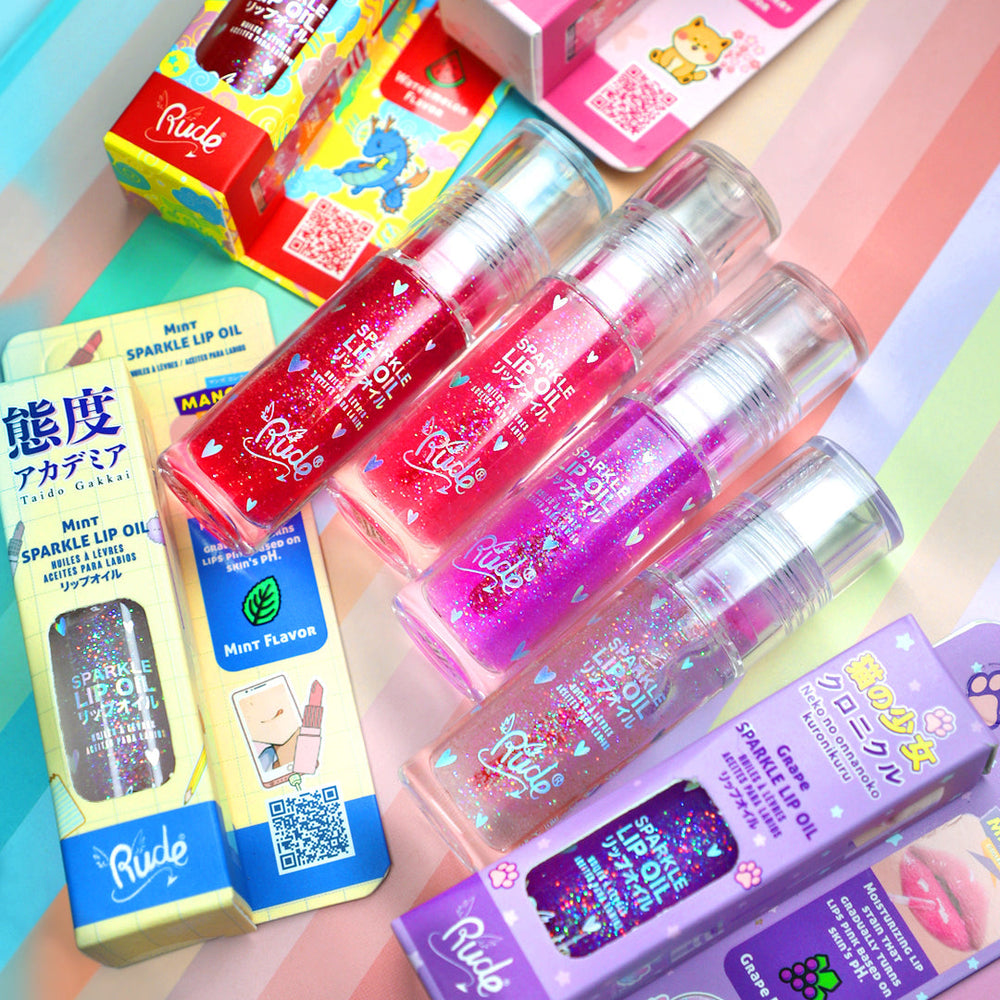 Manga Collection Sparkle Lip Oil Watermelon Lip Balms & Treatments by Rude Cosmetics | Fleurcouture