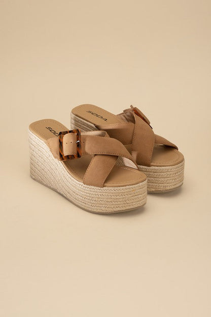 Manta Espadrille Platform Slides TAN 5.5 by Fortune Dynamic | Fleurcouture