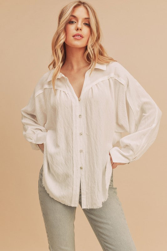 Mara Button Down Shirt S by Aemi + Co | Fleurcouture