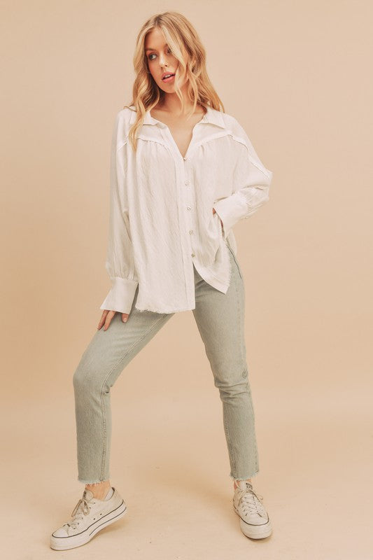 Mara Button Down Shirt S by Aemi + Co | Fleurcouture