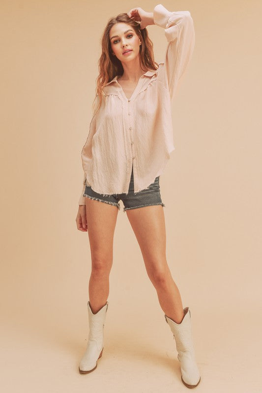 Mara Button Down Shirt S by Aemi + Co | Fleurcouture