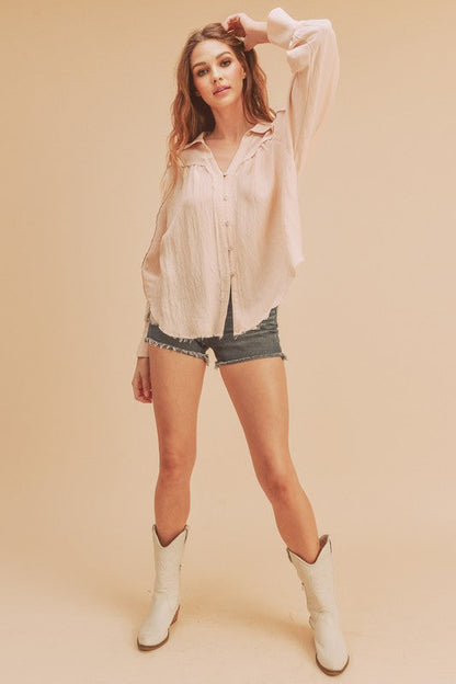 Mara Button Down Shirt S by Aemi + Co | Fleurcouture