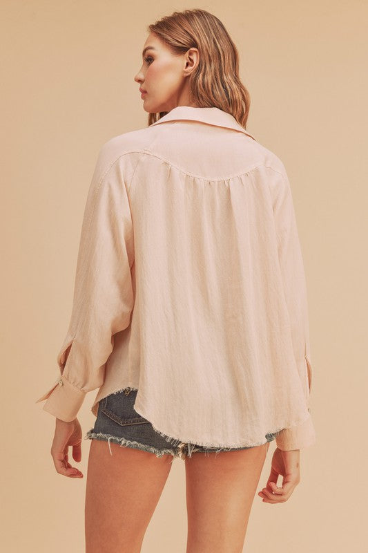 Mara Button Down Shirt S by Aemi + Co | Fleurcouture