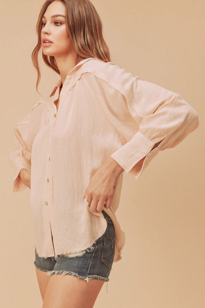 Mara Button Down Shirt S by Aemi + Co | Fleurcouture