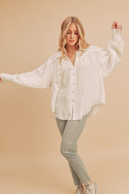 Mara Button Down Shirt S by Aemi + Co | Fleurcouture