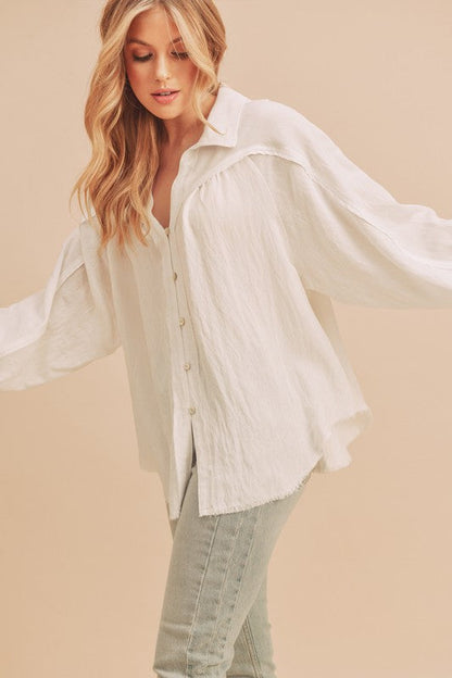 Mara Button Down Shirt S by Aemi + Co | Fleurcouture
