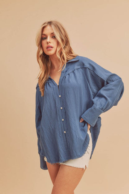 Mara Button Down Shirt S by Aemi + Co | Fleurcouture