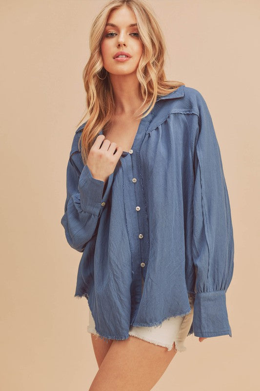 Mara Button Down Shirt S by Aemi + Co | Fleurcouture