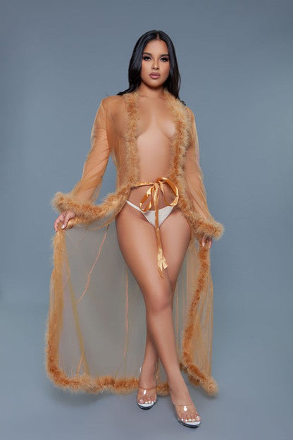 Marabou Robe Bronze OS by BE WICKED | Fleurcouture