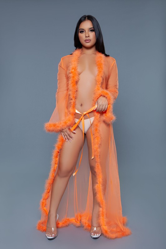 Marabou Robe Neon Green OS by BE WICKED | Fleurcouture