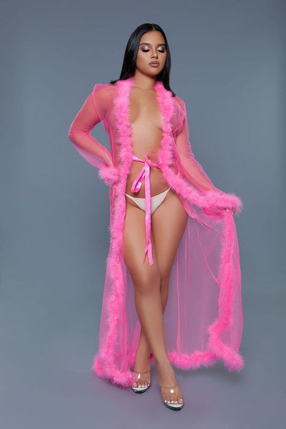 Marabou Robe Neon Pink OS by BE WICKED | Fleurcouture