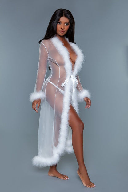 Marabou Robe White OS by BE WICKED | Fleurcouture