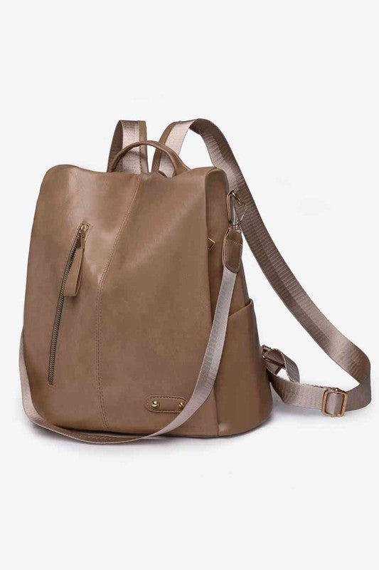 Marcy Zipper Pocket Backpack Mocha OS by ClaudiaG Collection | Fleurcouture
