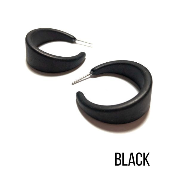 Marilyn Frosted Hoop Earrings - Large Black Marilyn Hoops by Leetie Lovendale | Fleurcouture