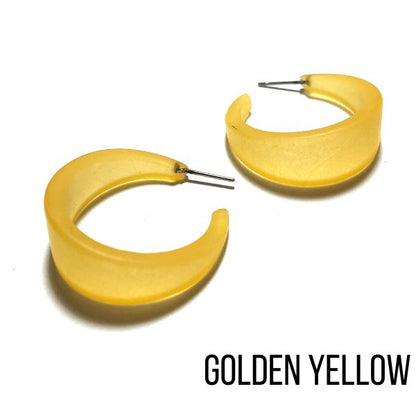 Marilyn Frosted Hoop Earrings - Large Golden Yellow Marilyn Hoops by Leetie Lovendale | Fleurcouture