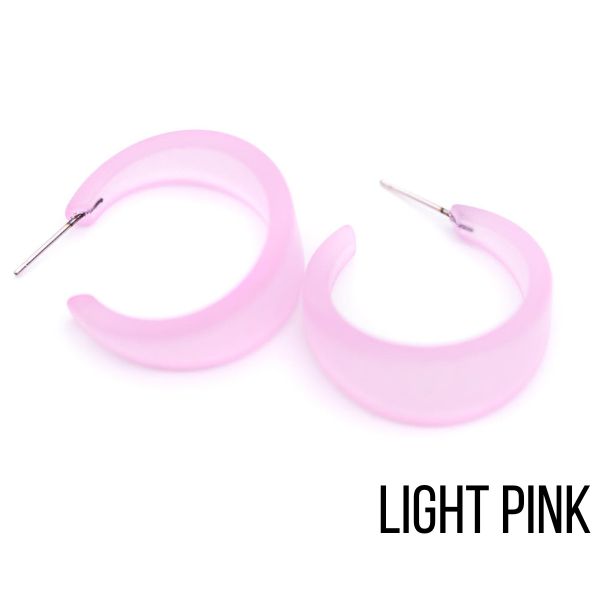 Marilyn Frosted Hoop Earrings - Large Light Pink Marilyn Hoops by Leetie Lovendale | Fleurcouture