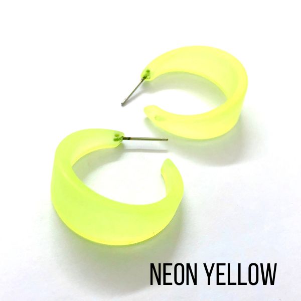 Marilyn Frosted Hoop Earrings - Large Neon Yellow Marilyn Hoops by Leetie Lovendale | Fleurcouture