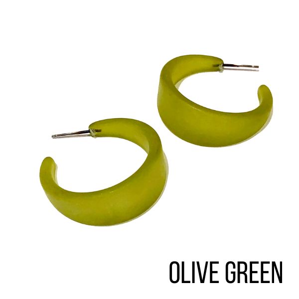 Marilyn Frosted Hoop Earrings - Large Olive Green Marilyn Hoops by Leetie Lovendale | Fleurcouture