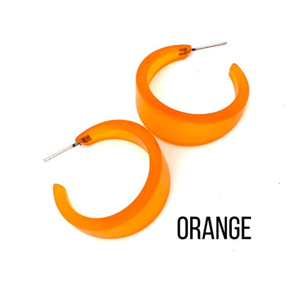 Marilyn Frosted Hoop Earrings - Large Orange Marilyn Hoops by Leetie Lovendale | Fleurcouture