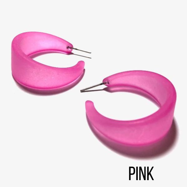 Marilyn Frosted Hoop Earrings - Large Pink Marilyn Hoops by Leetie Lovendale | Fleurcouture