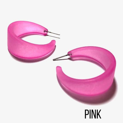 Marilyn Frosted Hoop Earrings - Large Pink Marilyn Hoops by Leetie Lovendale | Fleurcouture