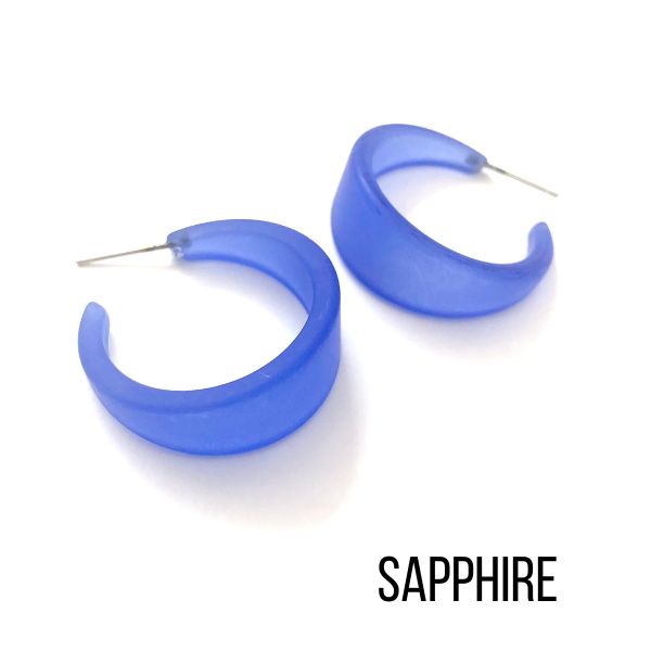 Marilyn Frosted Hoop Earrings - Large Sapphire Marilyn Hoops by Leetie Lovendale | Fleurcouture