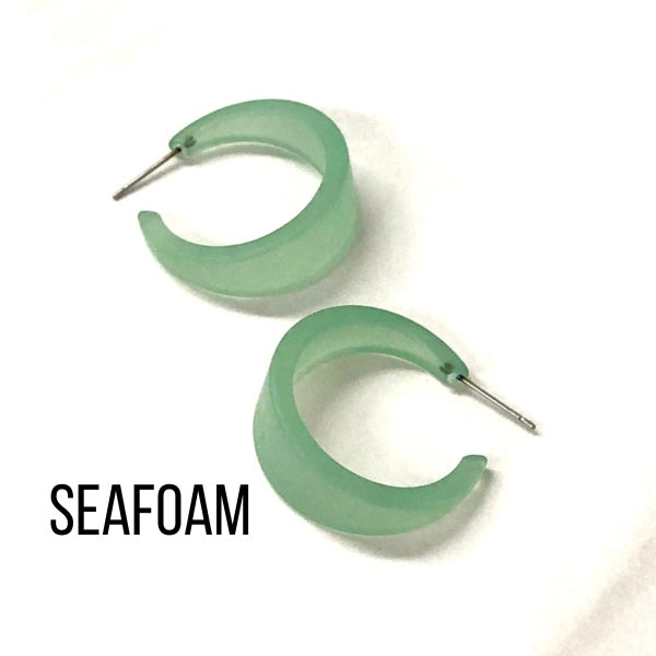 Marilyn Frosted Hoop Earrings - Large Seafoam Marilyn Hoops by Leetie Lovendale | Fleurcouture