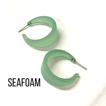 Marilyn Frosted Hoop Earrings - Large Seafoam Marilyn Hoops by Leetie Lovendale | Fleurcouture