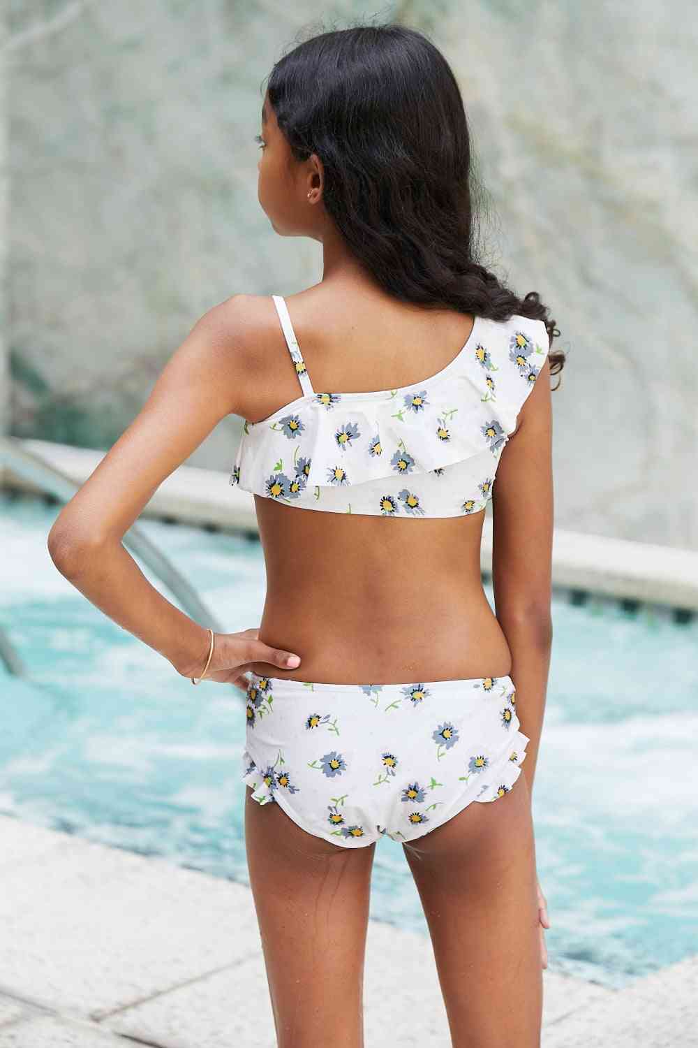 Marina West Swim Float On Asymmetric Neck Two-Piece Set in Daisy Cream White by Trendsi | Fleurcouture