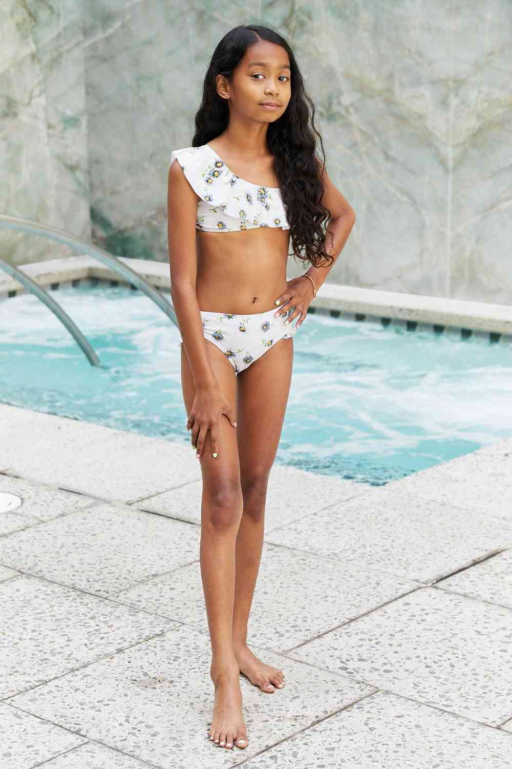 Marina West Swim Float On Asymmetric Neck Two-Piece Set in Daisy Cream White by Trendsi | Fleurcouture