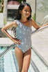 Marina West Swim Float On Asymmetrical Neck One-Piece in Black Plaid 18M by Trendsi | Fleurcouture