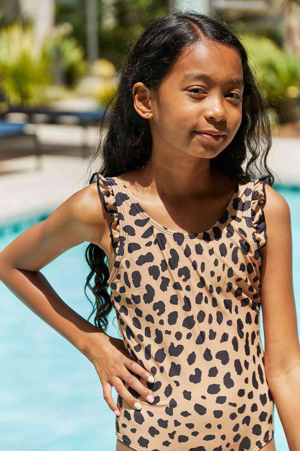 Marina West Swim Float On Ruffled One-Piece in Leopard Leopard by Trendsi | Fleurcouture