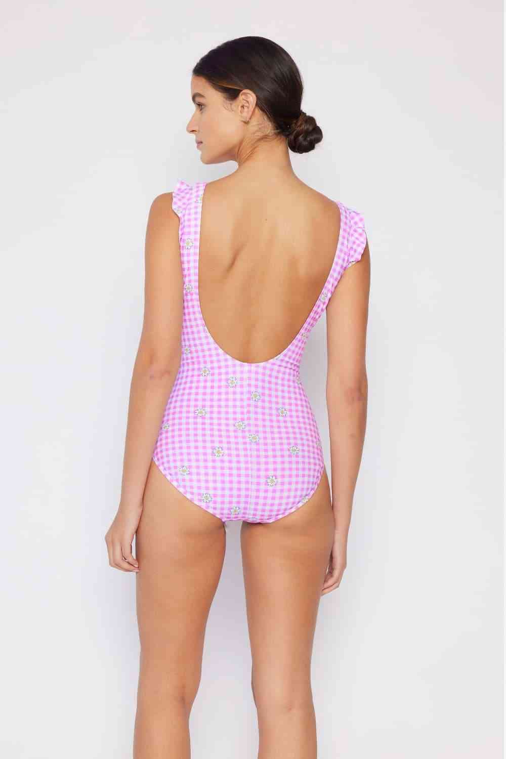 Marina West Swim Full Size Float On Ruffle Faux Wrap One-Piece in Carnation Pink Carnation Pink by Trendsi | Fleurcouture