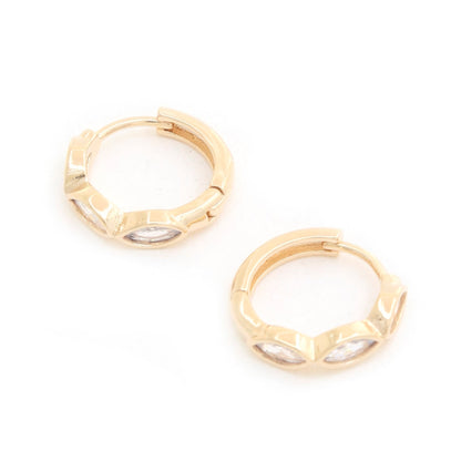 Marquise Cz 14k Gold Dipped Huggie Earring by Fleurcouture | Fleurcouture