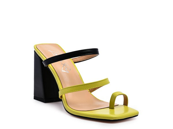 Marve Block Heel Thong Sandals Green/Black 5 by Rag Company | Fleurcouture