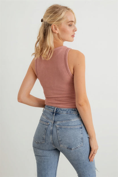 Mauve Knit Sleeveless Bodysuit by Fleurcouture | Fleurcouture