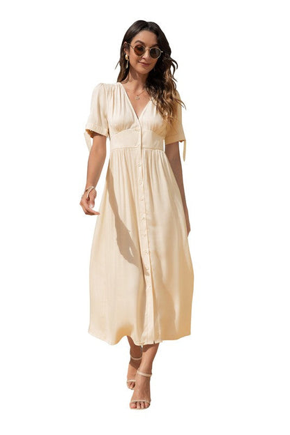 Maxi Dress with buttons on the front by Annva USA | Fleurcouture