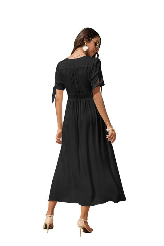 Maxi Dress with buttons on the front by Annva USA | Fleurcouture
