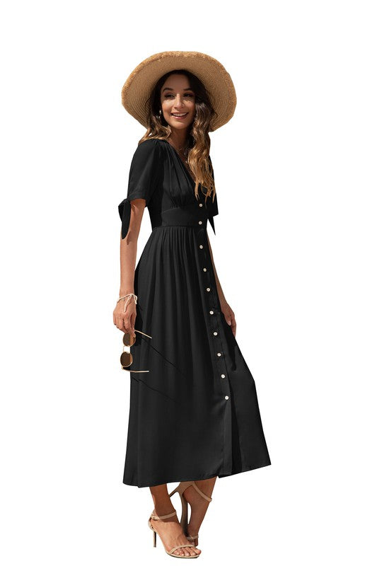 Maxi Dress with buttons on the front by Annva USA | Fleurcouture