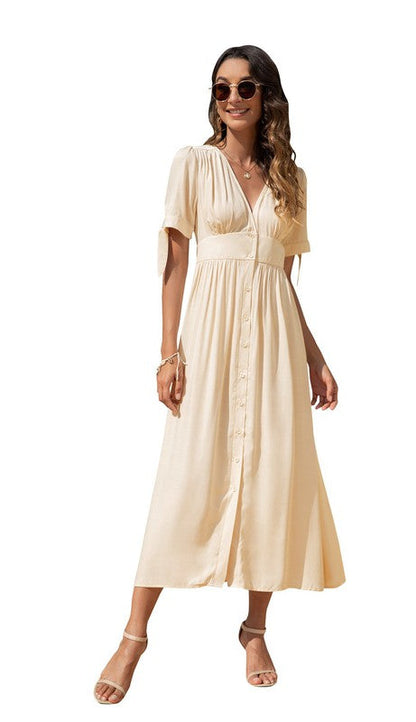 Maxi Dress with buttons on the front by Annva USA | Fleurcouture