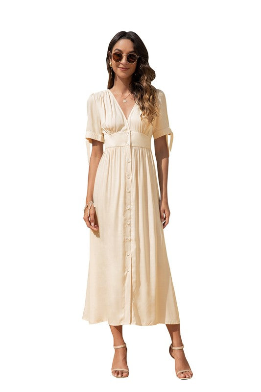 Maxi Dress with buttons on the front by Annva USA | Fleurcouture