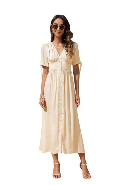 Maxi Dress with buttons on the front by Annva USA | Fleurcouture