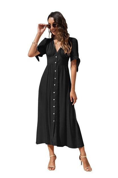 Maxi Dress with buttons on the front by Annva USA | Fleurcouture