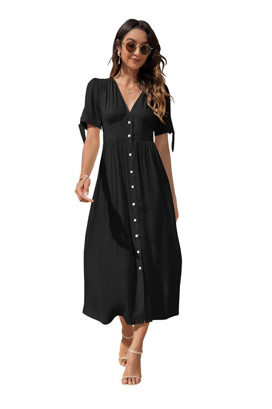 Maxi Dress with buttons on the front by Annva USA | Fleurcouture